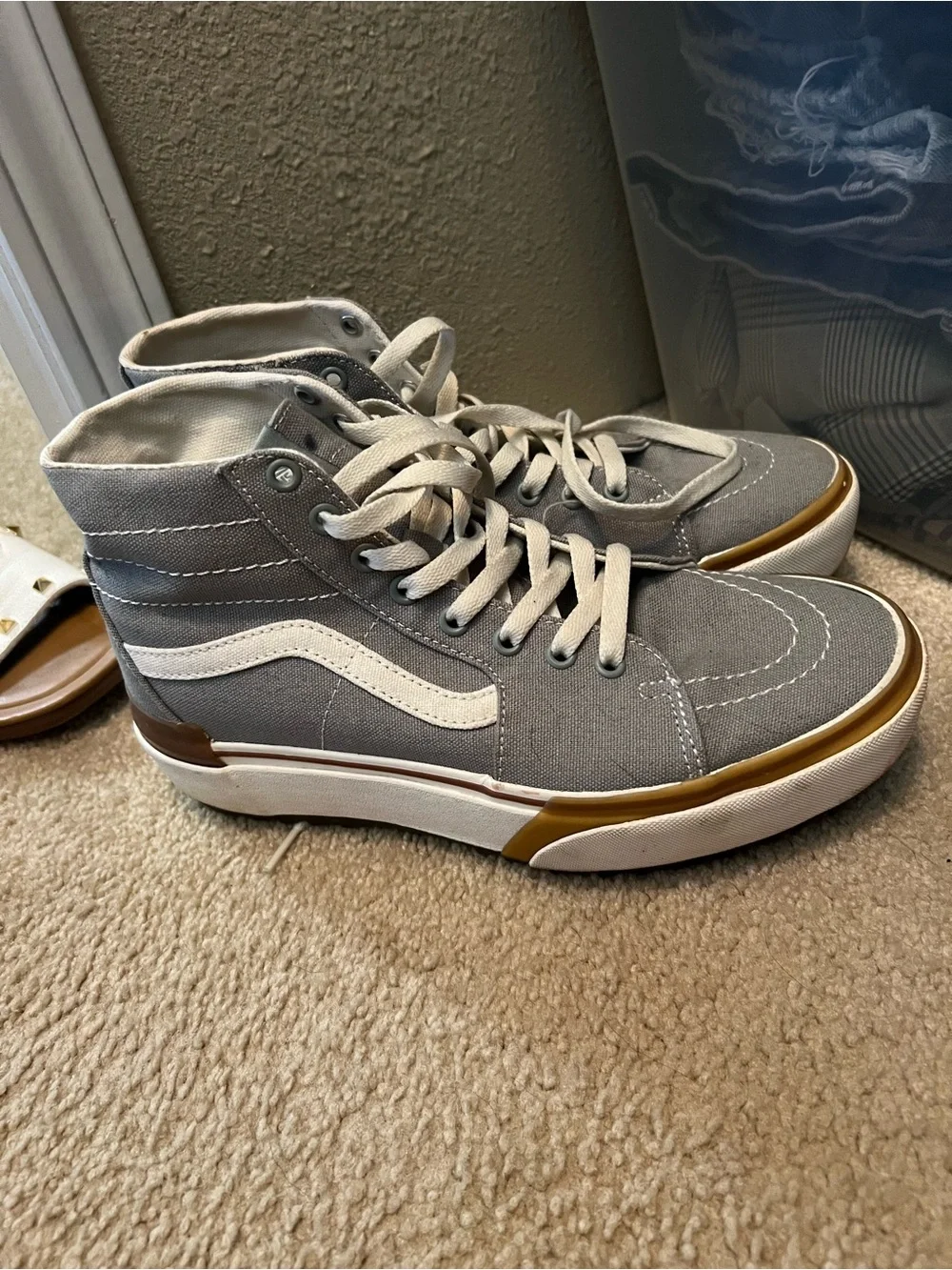 Vans light blue and White High-Top Sneakers